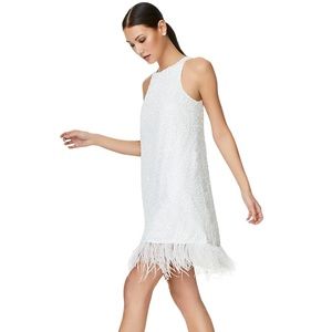 Aidan Mattox White Sequin Swing Dress